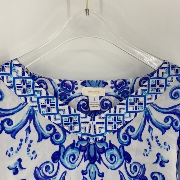 Chicos 3/4 Sleeves Scoop Neck Semi-Sheer Blouse - Picture 3 of 8